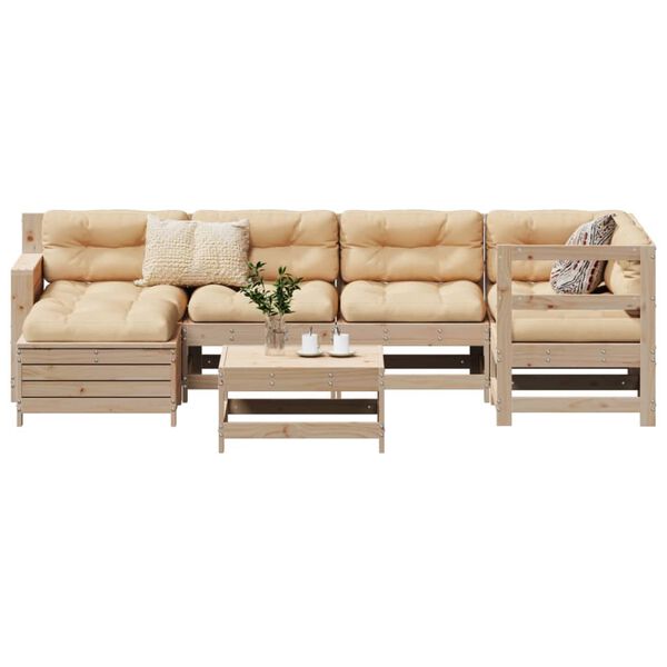 vidaXL 7 Piece Garden Sofa Set Solid Wood Pine