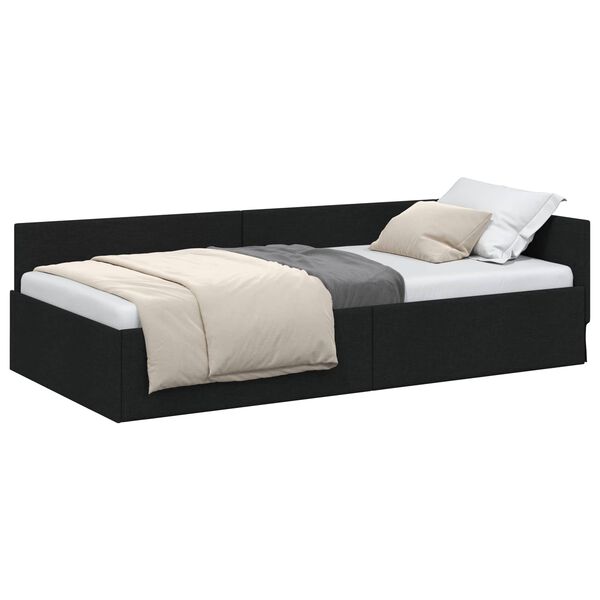 vidaXL Corner Bed Frame with Headboard Black 90 cm x 190 cm Velvet