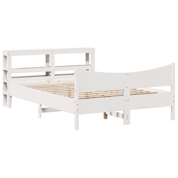 vidaXL Bed Frame with Headboard White 160x200 cm Solid Wood Pine