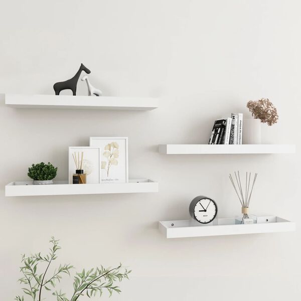 vidaXL Loggia Wall Shelves 4 pcs White 60x15x4 cm MDF