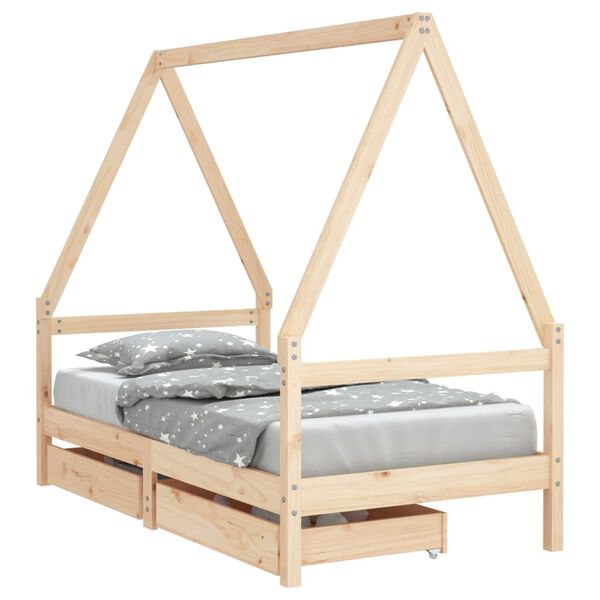 vidaXL Kids Bed Frame with Drawers 80x160 cm Solid Wood Pine