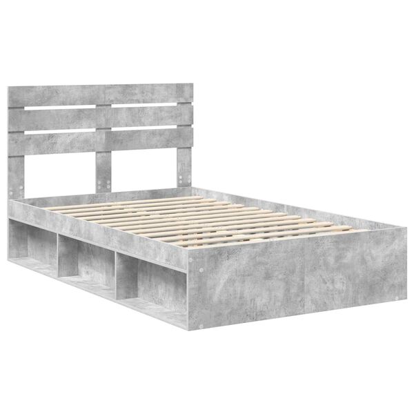 vidaXL Bed Frame Concerte Grey 135 x 190 cm Solid Pine Wood