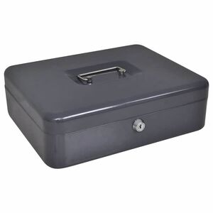 vidaXL Cash Box with Lock Dark grey 30 x 24 x 9 cm Steel