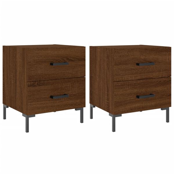 vidaXL Bedside Cabinets 2 pcs Brown Oak 40x35x47.5 cm Engineered Wood