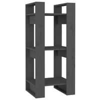 vidaXL Book Cabinet/Room Divider Grey 41x35x91 cm Solid Wood Pine