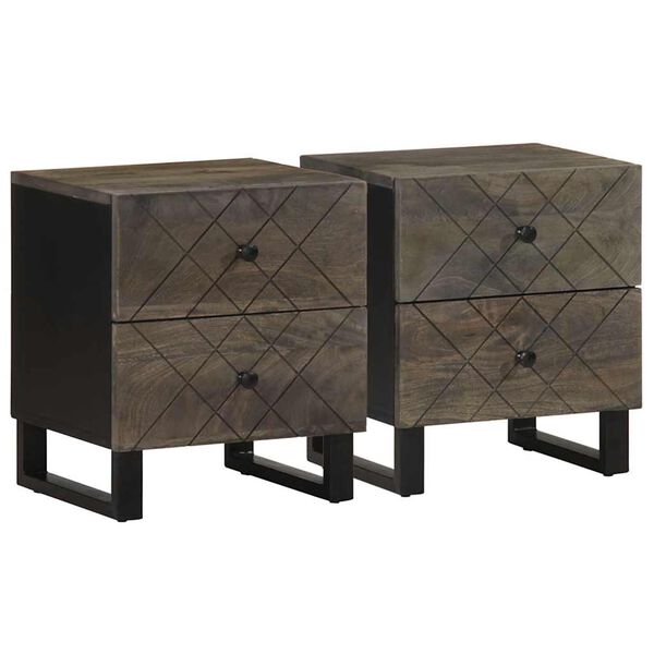 vidaXL Bedside Cabinets 2 pcs Black 40x33x46 cm Solid Wood Mango