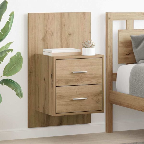 vidaXL Wall-mounted Bedside Cabinet with Drawer 2 pcs Artisan Oak