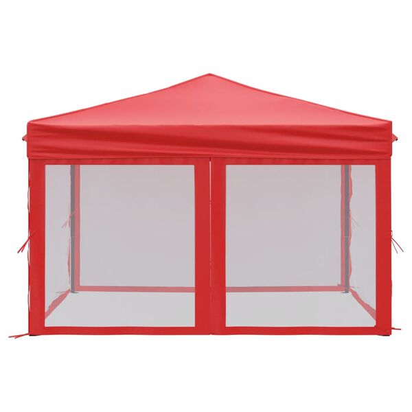 vidaXL Folding Party Tent with Sidewalls Red 3x3 m