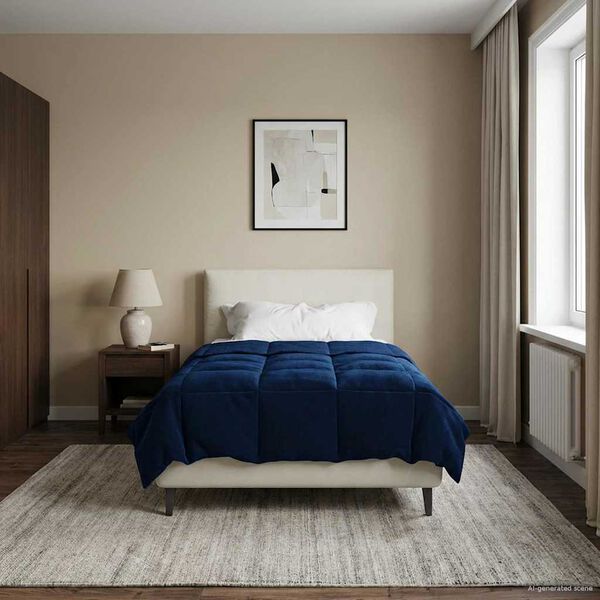 vidaXL Summer Duvet Quilted Dark Blue 135 x 200 cm Microfiber