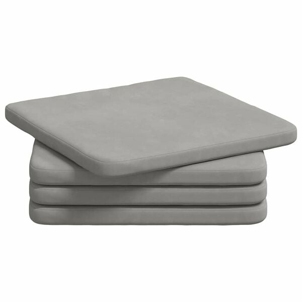 vidaXL Seat Cushions 4 pcs Light Grey 40 x 40 x 3 cm Microfibre Fabric