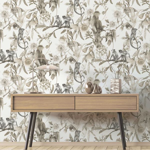 Noordwand Wallpaper Exotic Monkeys Beige