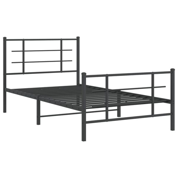 vidaXL Metal Bed Frame without Mattress with Footboard Black 100x190cm
