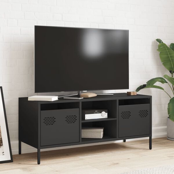 vidaXL TV Cabinet Black 101.5x39x43.5 cm Cold-rolled Steel