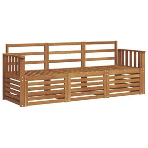 vidaXL Outdoor Sofa Set 3 pcs 3-Seaters Natural Solid Acacia Wood