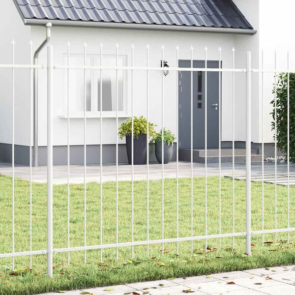 vidaXL Garden Fence 8 pcs White 13.6 x 1.5 m Powder-coated Steel