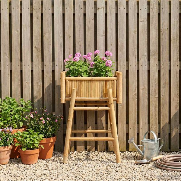 vidaXL Garden Planter with Holder Natural 50 x 38 x 74 cm Bamboo