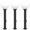 vidaXL Bollard Lights with Outlet 3 pcs 80 cm Black IP44