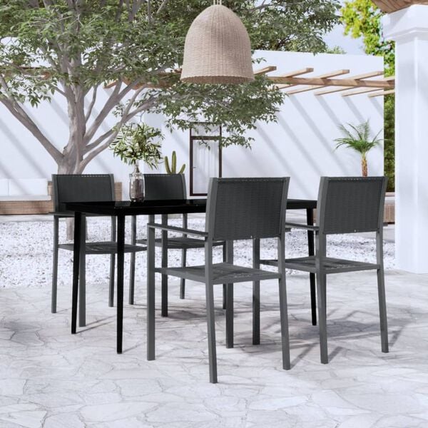 vidaXL 5 Piece Garden Dining Set Black