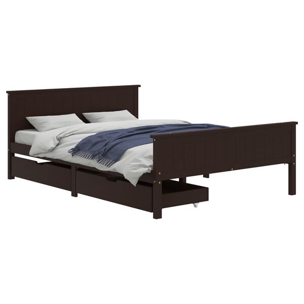 vidaXL Bed Frame without Mattress Dark Brown 160x200 cm Solid Wood