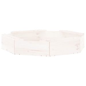 vidaXL Sandbox with Seats White Octagon Solid Wood Pine