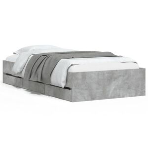 vidaXL Bed Frame with Drawers without Mattress Concrete Grey 90x200 cm