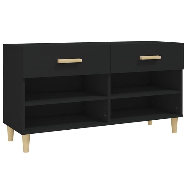 vidaXL Shoe Cabinet Black 102x35x55 cm Engineered Wood