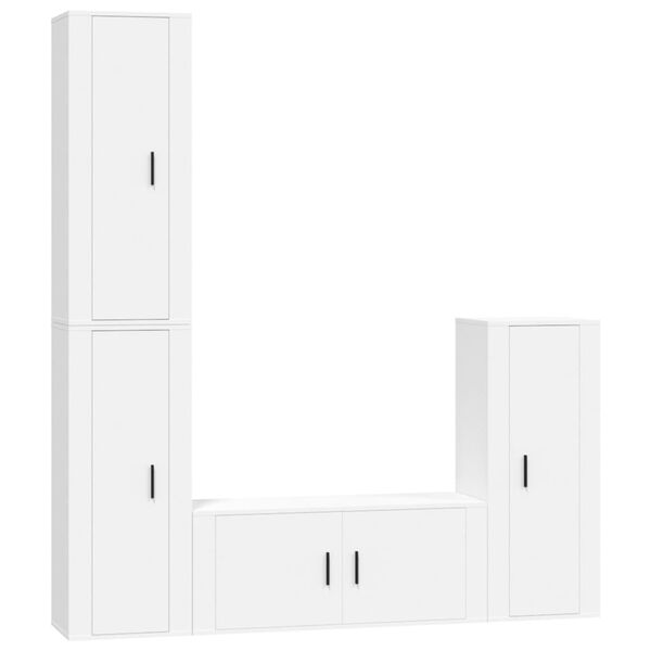vidaXL 4 Piece TV Cabinet Set White Engineered Wood