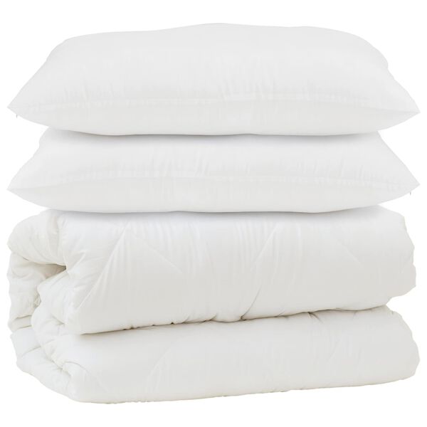 vidaXL Duvet with Pillow 3 pcs White Microfibre