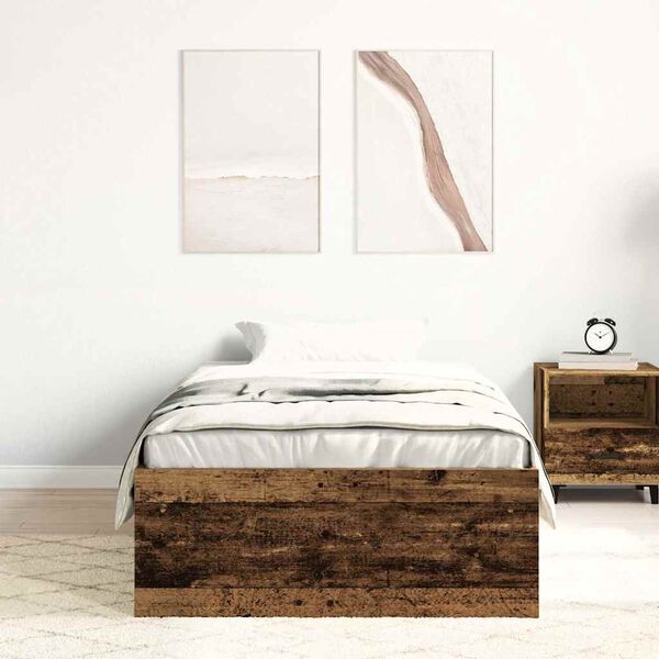vidaXL Bed Frame without Mattress Old Wood 90x190 cm Single Engineered Wood