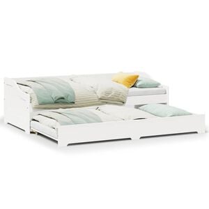 vidaXL Daybed with Trundle without Mattress IRUN White 90x200 cm
