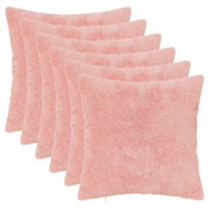 vidaXL Cushion Cover 6 pcs HEERLEN Pink 30 x 30 cm Faux Rabbit Fur