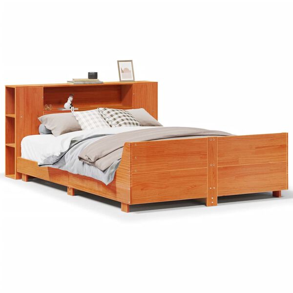 vidaXL Bed Frame without Mattress Wax Brown 160x200 cm Solid Wood Pine
