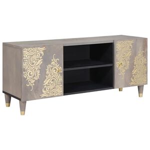 vidaXL TV Cabinet Grey 105 x 33 x 46 cm Solid Mango Wood