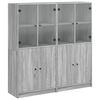 vidaXL Bookcase with Doors Grey Sonoma 136x37x142 cm Engineered Wood