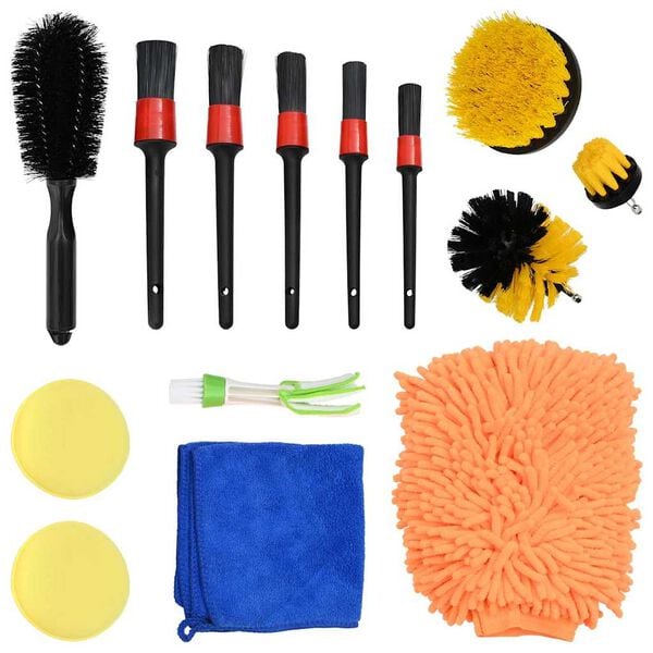vidaXL Car Brush Set Multicolour Poly Rattan