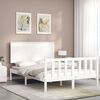 vidaXL Bed Frame without Mattress White Double Solid Wood Pine