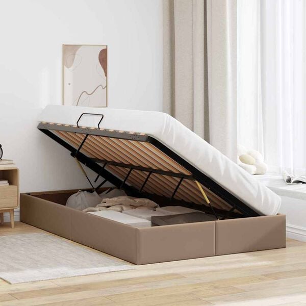 vidaXL Storage Bed with Mattress Cappucino 120 x 190 cm Faux leather