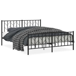 vidaXL Metal Bed Frame without Mattress with Footboard Black 160x200cm