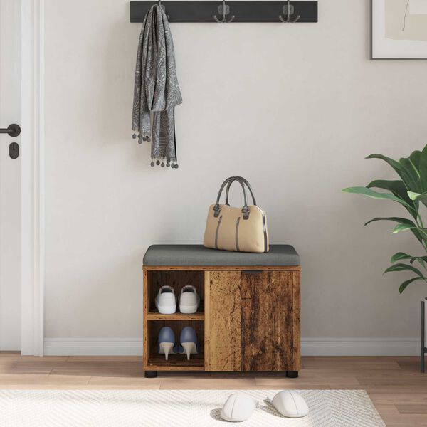 vidaXL Hall Bench with Cushion Plain Old Wood 60 x 38 x 46 cm