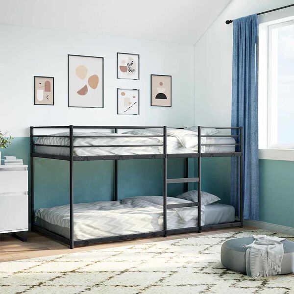 vidaXL Bunk Bed without Mattress Black 107x203 cm Steel
