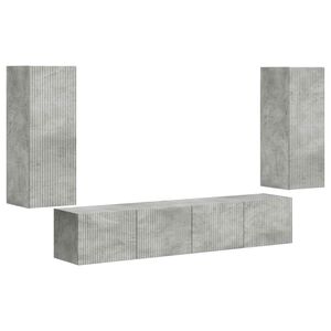 vidaXL TV Wall Cabinet Set 4 pcs Concrete Grey Engineered Wood