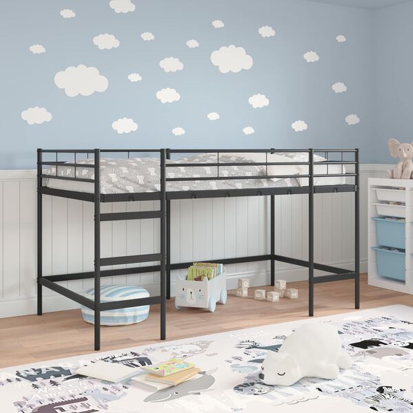 vidaXL Kids'Loft Bed Frame Black 99.5 x 200 cm Steel