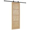 vidaXL Sliding Door Natural and Black 73.5 x 211 cm Solid Pine Wood