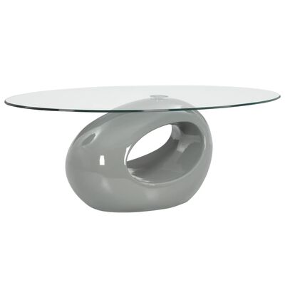 vidaXL Coffee Table with Oval Glass Top High Gloss Grey
