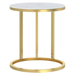 vidaXL Side Table Gold and White Marble 45 cm Tempered Glass