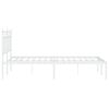 vidaXL Metal Bed Frame without Mattress with Headboard White 140x200cm