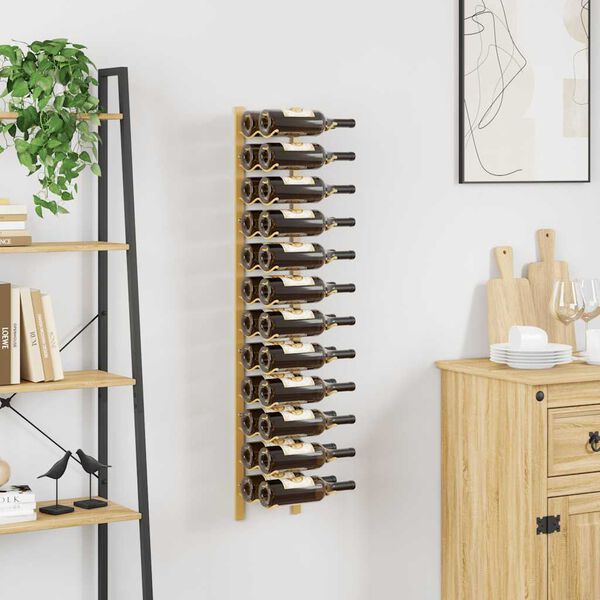 vidaXL Wall Mounted Wine Rack for 24 Bottles Gold Iron
