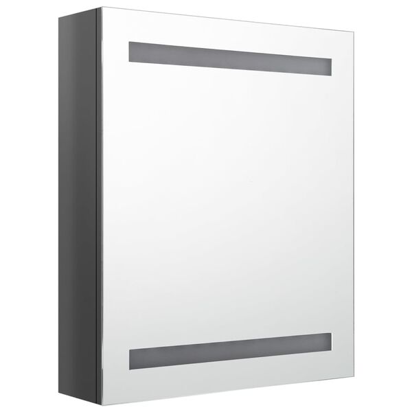 vidaXL LED Bathroom Mirror Cabinet Shining Grey 50x14x60 cm