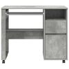 vidaXL Desk with Wheels Concrete Grey 91 x 50 x 77 cm Engineered Wood