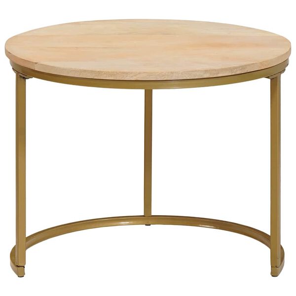 vidaXL Nesting Coffee Tables 3 pcs Brown Solid Mango Wood and Steel